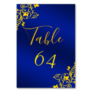 Royal Blue and Gold Table Number Cards