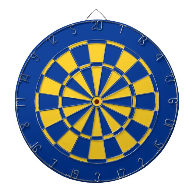Royal Blue and Gold Team Colour Dartboard and Dart (Front)