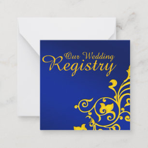 Royal Blue and Gold Wedding Registry Card