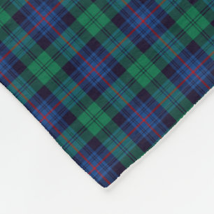 Royal Blue and Green Armstrong Clan Tartan Fleece Blanket
