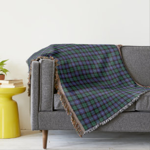 Royal Blue and Green Clan Mitchell Scottish Plaid Throw Blanket