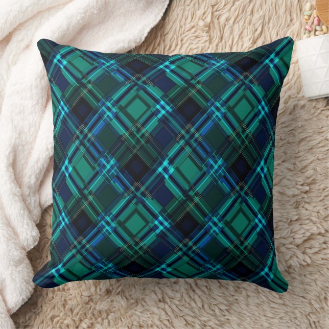 Royal blue and green tartan  cushion (Blanket)