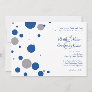 Royal Blue and Grey Polka Dot Wedding Invitation
