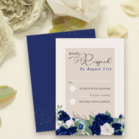 Royal Blue and Ivory Rose Elegant Floral