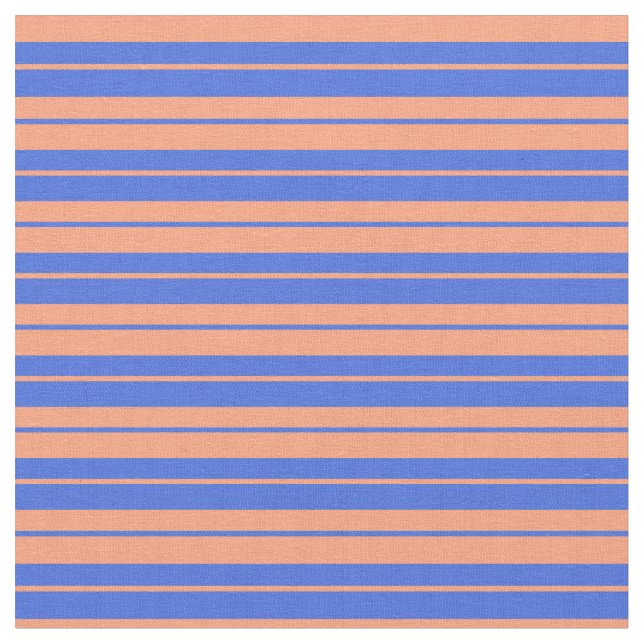 Royal Blue and Light Salmon Lines Fabric (Close Up)