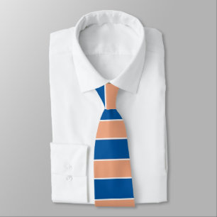 Royal Blue and Peach Horizontal Stripes Tie