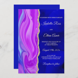 Royal Blue and Purple Wedding Theme Invitation