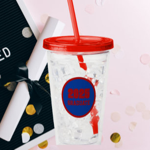 Royal Blue and Red School Colours Graduation Year Acrylic Tumbler