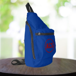 Royal Blue and Red School Colours with Letters Sling Bag