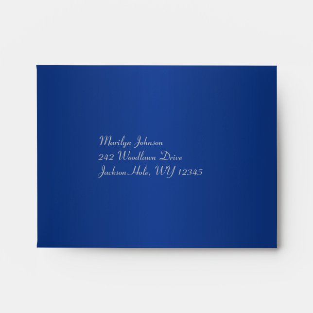 Royal Blue and Silver Envelope for RSVP Card (Front)