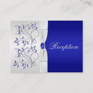 Royal Blue and Silver Floral Enclosure Card