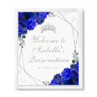 Royal Blue and Silver Floral Quinceanera Welcome P