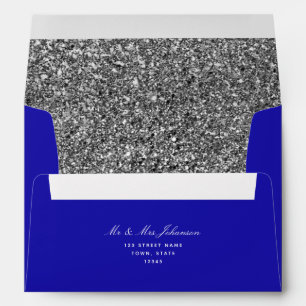 Royal Blue and Silver Glitter Envelope