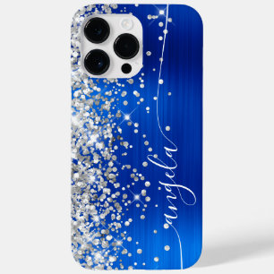 Royal Blue and Silver Glittery Glam Signature Case-Mate iPhone 14 Pro Max Case