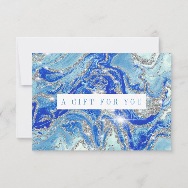 Royal Blue And Silver Marble Gift Certificate (Front)