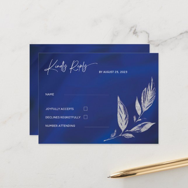 Royal Blue and Silver Postcard (Front/Back In Situ)