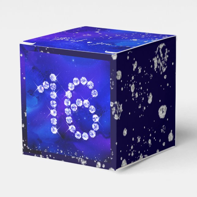 Royal Blue and Silver  sweet 16 Favour Box (Front Side)