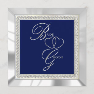 Royal Blue and Silver Wedding Invitation