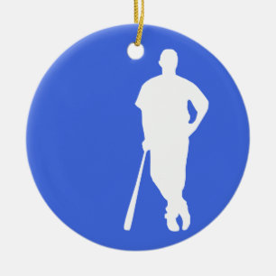 Royal Blue and White Baseball Ceramic Tree Decoration