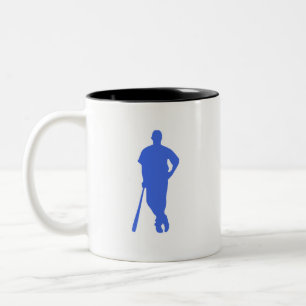 Royal Blue and White Baseball Two-Tone Coffee Mug