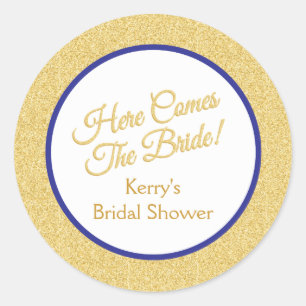 Royal Blue and White Bridal Shower Stickers