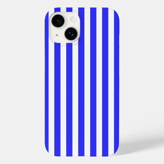 Royal blue and white candy stripes Case-Mate iPhone case (Back)