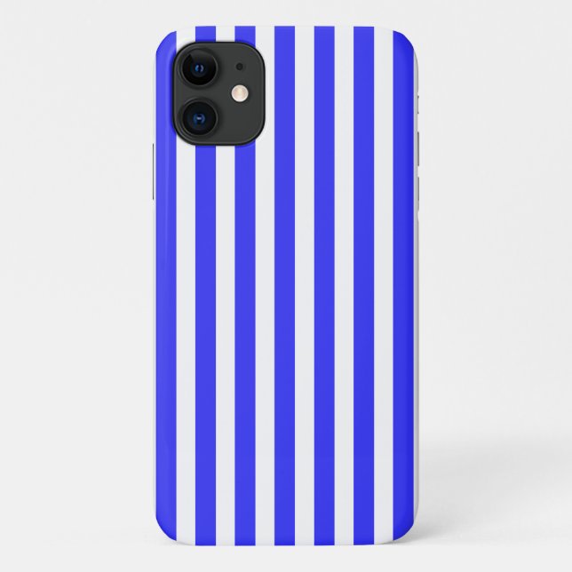 Royal blue and white candy stripes Case-Mate iPhone case (Back)