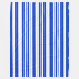 Royal blue and white candy stripes fleece blanket