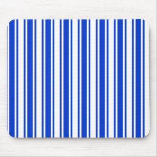 Royal blue and white candy stripes mouse pad