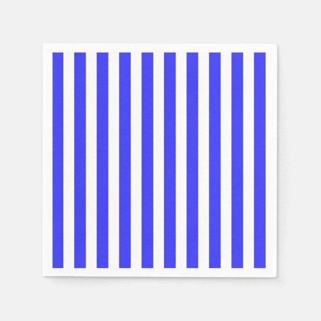 Royal blue and white candy stripes napkin (Front)