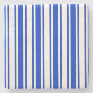 Royal blue and white candy stripes stone coaster
