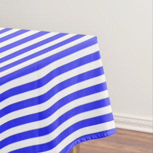 Royal blue and white candy stripes tablecloth