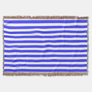 Royal blue and white candy stripes throw blanket