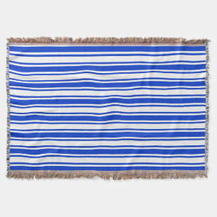 Royal blue and white candy stripes throw blanket