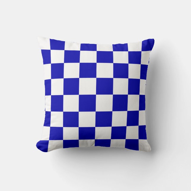 Royal Blue and White Checks Cushion (Front)