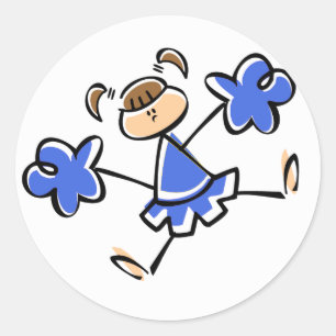 Royal Blue and White Cheerleader Classic Round Sticker