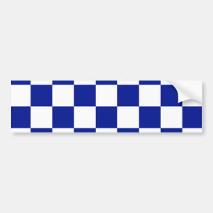 Royal Blue and White Chequered Pattern Bumper Sticker