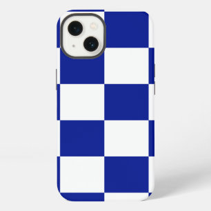 Royal Blue and White Chequered Pattern iPhone Case