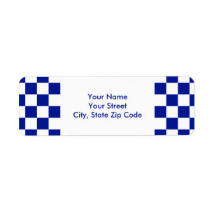 Royal Blue and White Chequered Pattern label Return Address Label