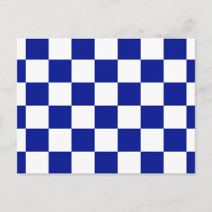 Royal Blue and White Chequered Pattern Postcard