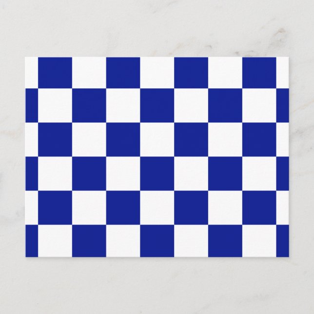 Royal Blue and White Chequered Pattern Postcard (Front)