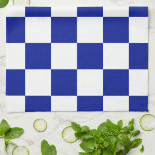 Royal Blue and White Chequered Pattern Tea Towel