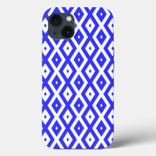 Royal blue and white diamond pattern Case-Mate iPh iPhone 13 Case