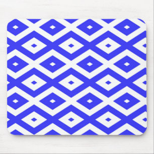 Royal blue and white diamond pattern mouse pad