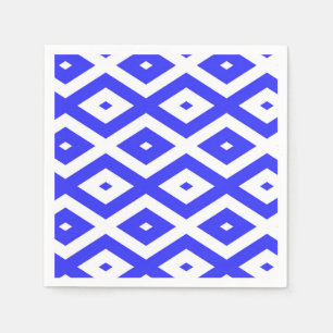 Royal blue and white diamond pattern napkin