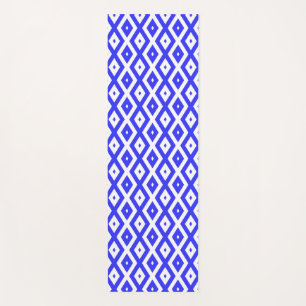 Royal blue and white diamond pattern yoga mat