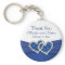 Royal Blue and White Joined Hearts Keychain