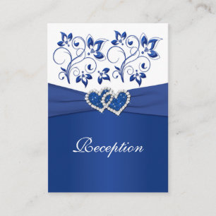 Royal Blue and White Joined Hearts Reception Card