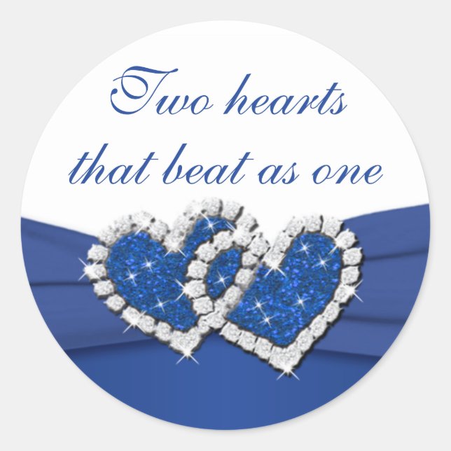 Royal Blue and White Joined Hearts Sticker (Front)