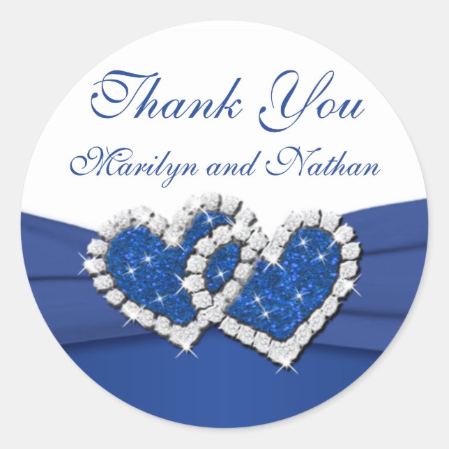 Royal Blue and White Joined Hearts Sticker (Front)
